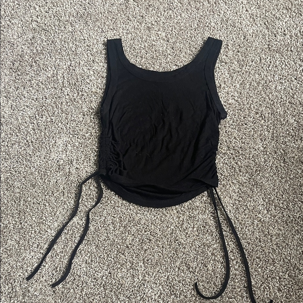 Amazon Black Side-Ruched Tank Top